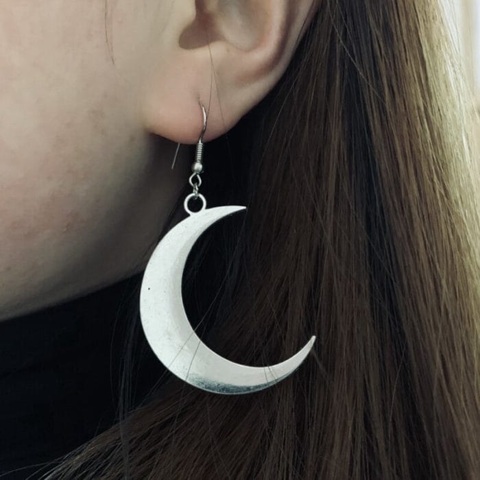 Crescent earrings mysterious gothic jewelry moon witch celtic pagan viken moon god moon phase witch goddess fashion woman gift 6