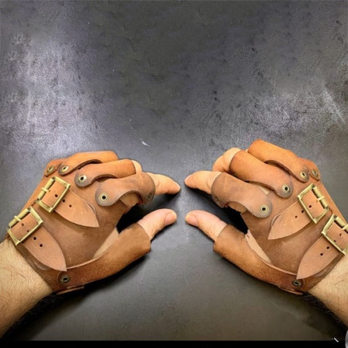 Medieval Steampunk Leather Gloves Battler Full Contact Fight Larp Arm Guard Armor Vikings Accessory Costume For Men Women 1