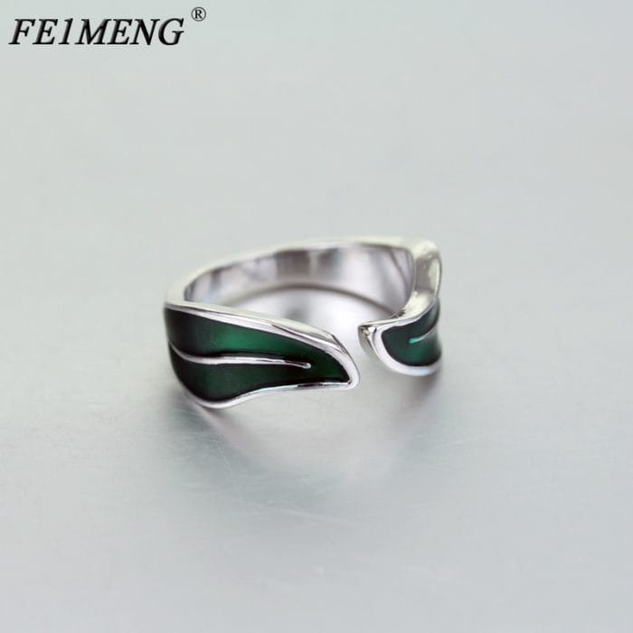 Punk Adjustabe Leaf Ring Cute Legolas Aragon Green Enamel Elven Leaf Rings For Women And Men Fashion Jewelry Accessories Anel 1