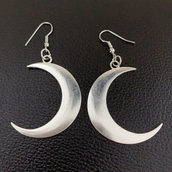 Crescent earrings mysterious gothic jewelry moon witch celtic pagan viken moon god moon phase witch goddess fashion woman gift 1