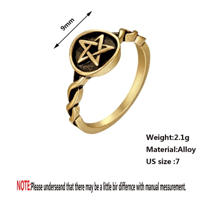 QIMING Celtic Infinity Viking Rings For Women Men Twisted Braided Shank Oxidized Pentagram Ring Band Bague Vintage Gift 6