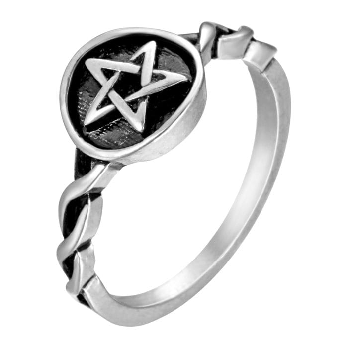 QIMING Celtic Infinity Viking Rings For Women Men Twisted Braided Shank Oxidized Pentagram Ring Band Bague Vintage Gift 2
