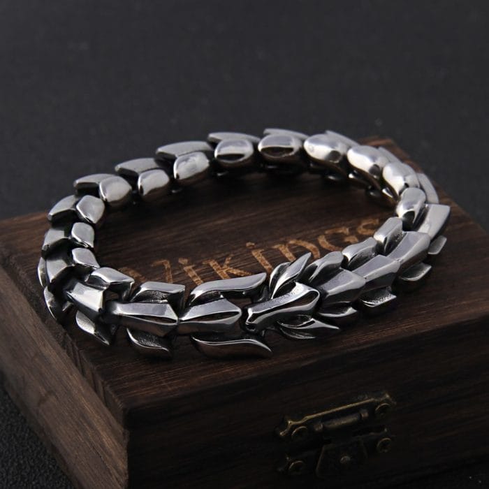 Viking Ouroboros vintage punk bracelet for men stainless steel fashion Jewelry hippop street culture 1
