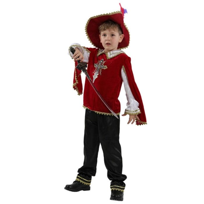 Kids Child Red Medieval Musketeer Costume Greek Roman Warrior Knight Costumes for boys Halloween Carnival Mardi Gras Fancy Dress 2