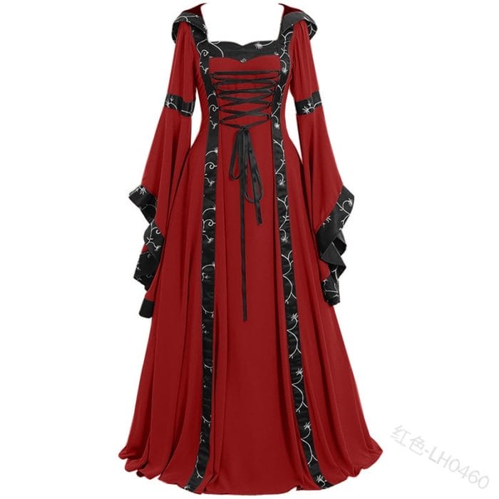 New Hooded Medieval dress costume women Maxi dress Renaissance Queen Cosplay Long Dress Women Retro Fancy Clothes Halloween 5XL 2