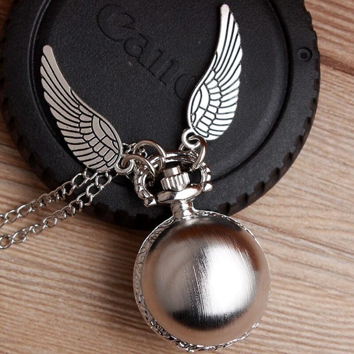 Retro Steampunk Smooth Snitch Ball Shaped Quartz Pocket Watch Fashion Sweater Angel Wings Necklace Chain Gifts for Men Women kid 5
